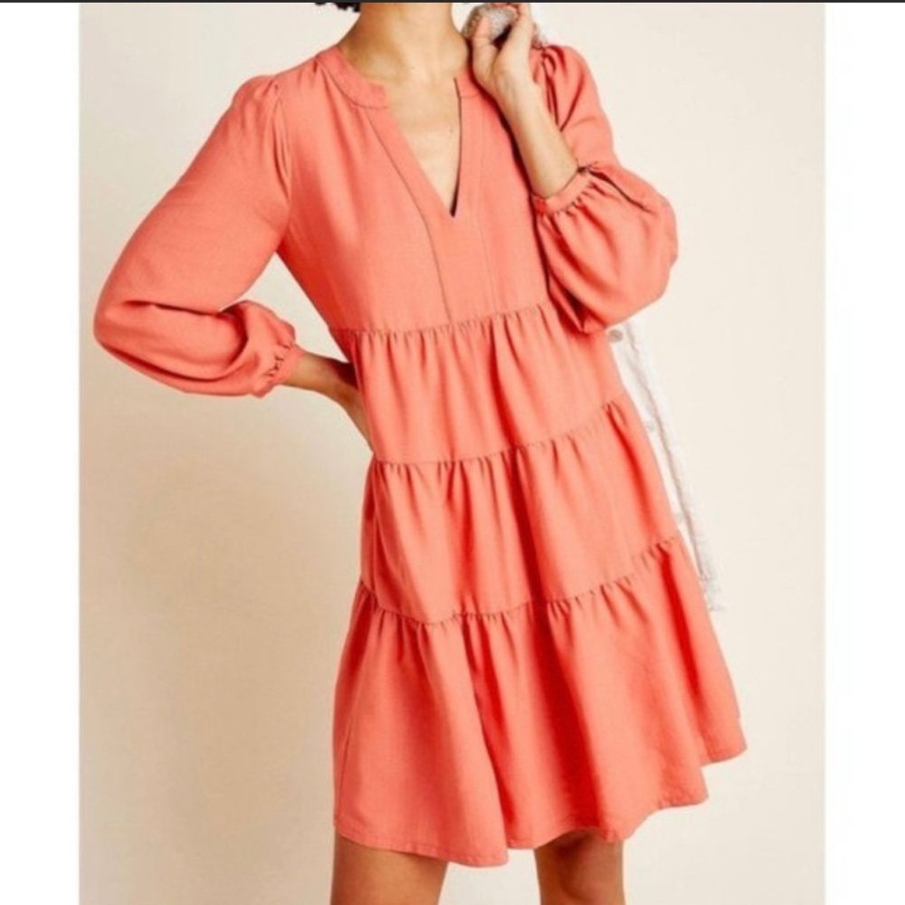 Maeve by Anthropologie Amber Tiered Ruffle Tunic Dress PXS